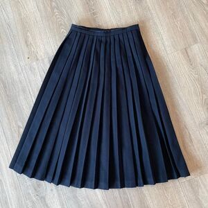 Vintage Evan Picone 90's Wool Navy Blue Pleated Midi Skirt Women's sz 14 Preppy